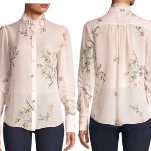 Joie Elsie Silk Floral Blouse in Rosebud Pink Medium